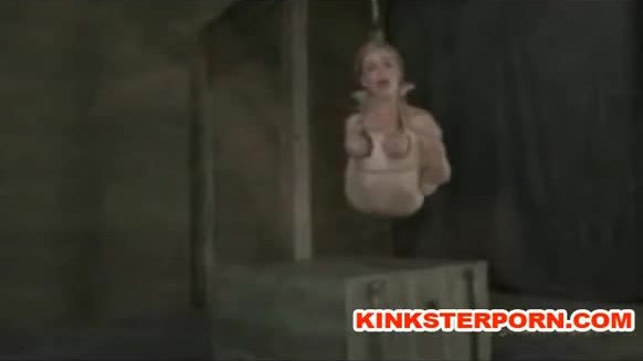 Extreme suspension and brutal pain for dildoed slaves.